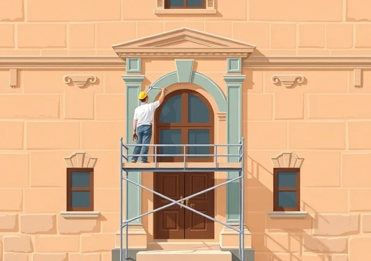 Ravalement de façade en pierre, nettoyage et application d'enduit